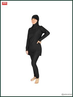 Plus Size Burkini Muslim Swimsuits Long Sleeve Full Cover 3PCS Set Modest